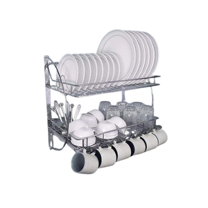 Stainless Steel 4 Layer Wall Mount Kitchen Dish Rack With <b>Plate</b> & Cutlery <b>Stand</b> (24 X 24 Inches) Stylish Elegant Kitchen Racks - Product Image 4
