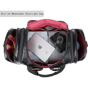 Fashionable and Durable Glossy Black Leather Duffle <b>Bag</b> <b>for</b> <b>Men</b> and Women Perfect <b>for</b> Overnight Use and Western <b>Travel</b> Style - Product Image 2