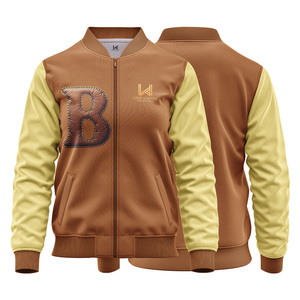 Diseño personalizado Unisex Baseball Varsity Bomber Cuello redondo Cremallera suelta Patchwork Front High Street Chaqueta de primavera bordada - Product Image 1