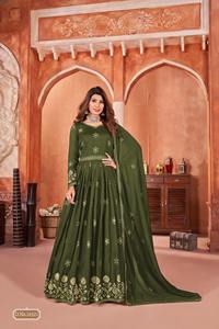 Vestido Anarkali de trabajo de secuencia de bordado de seda de Arte de diseñador por Fab Zone - Product Image 3