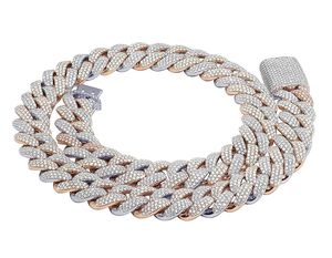 Cadena de eslabones cubanos de Hip Hop personalizada con diamante de moissanita redondo de plata esterlina S925 de dos tonos para raperos - Product Image 2