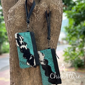 Nuevo pelo hecho a mano Real en ocultar estampado en relieve piel cuero muñequera embrague Venta caliente mujeres diseñadas bolsas con cremallera pintadas a mano - Product Image 1