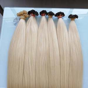 Blonde pointe plate Extensions de cheveux humains vietnamiens Technique russe Traitement slave Vierge Texture soyeuse douce exportation d'usine - Product Image 4