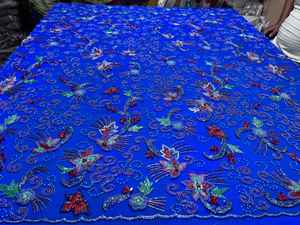 Tissu en filet brodé à la main en 3D, tissu perlé de luxe pour vêtements - Product Image 2