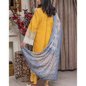 Últimos trajes de césped amarillos para mujer de moda paquistaní vestidos Salwar de verano de alta calidad con diseño único a la venta - Product Image 2