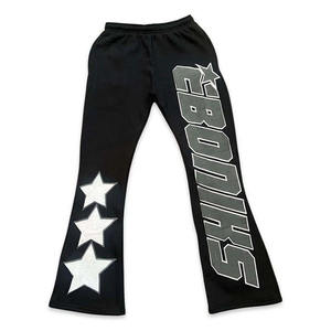 100% algodón Joggers 3D Puff Print French Terry Stacked Hot Trending Style-Pantalones acampanados delgados de bloque de color lateral para hombres - Product Image 4