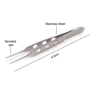 Pinzas Oftálmicas de Acero Inoxidable Premium Bishop Harman Iris, Instrumentos Quirúrgicos, Pinzas para Tejidos con Dientes 1x2, Microcirugía, 8.5 cm - Product Image 2