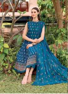 Qjimpex dernière collection chemise habillée de pelouse de créateur pakistanais impression 3D filet Dupatta brodé bouton de dentelle pailletée - Product Image 4