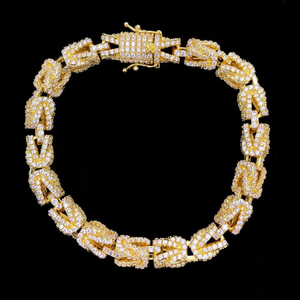 Diamante de corte redondo cultivado en laboratorio de oro 14K de moda elegante para hombres en pulsera de hip hop de diseño Popular - Product Image 3