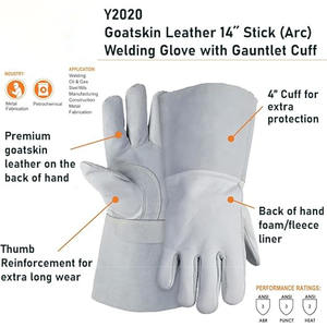 Guantes de soldadura TIG de buena calidad para proteger el trabajo del soldador, guantes de soldadura TIG antideslizantes resistentes al calor de cuero dividido en la palma completa - Product Image 3