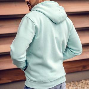 Sudadera con capucha de forro polar azul claro para hombre, personalizada, 350GSM, 100% algodón, ecológica, cortavientos, cálida, de corte regular, con cremallera completa. - Product Image 2