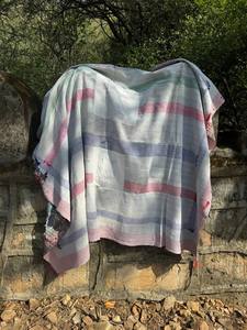 Vintage Cotton Kantha <b>Quilt</b> Reversible Handmade Block Print Bed Cover <b>Throw</b> Blanket - Product Image 5