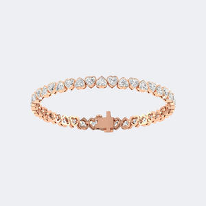 Bracelet tennis en forme de cœur 8,00 CTW en or 14 carats avec diamants de laboratoire cultivés, bijou romantique pour femme, couleur D, 7 pouces, fermoir sécurisé - Product Image 5