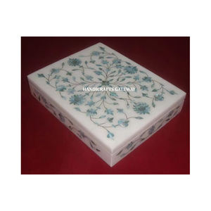 Boîte à bijoux en marbre vert nacré, design exclusif, pour la décoration de la maison, avec une finition brillante - Product Image 1