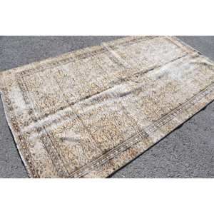 Classique Beige Marron 5.4X9.5 ft Vintage Tapis Turc Laine Faux Lapin Fourrure Latex Nouveau Rectangle Patchwork pour Couloir Chevet - Product Image 2