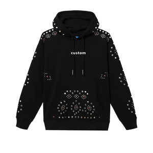 เสื้อฮู้ดแบบครอปและเสื้อสเวตเตอร์แบบครอปประดับพลอยเทียมพิมพ์ลายแบบยูนิเซ็กส์สินค้ามาใหม่ - Product Image 1