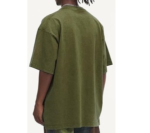 2025 nouveauté 100% coton goutte épaule O cou blanc lavé Vintage soleil délavé T-shirt à manches courtes en plein air pour hommes respirant - Product Image 3