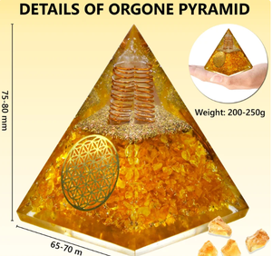 Citrine Orgone Pyramide Pyramide En Cristal Avec Fleur De Vie Symbole Orgonite Pyramide Pour Richesse Et Succès Cristal De Guérison - Product Image 2