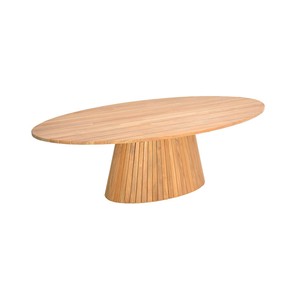 Mesa de comedor redonda de madera de teca, Juego de 4 sillas de combinación de ratán - Product Image 1