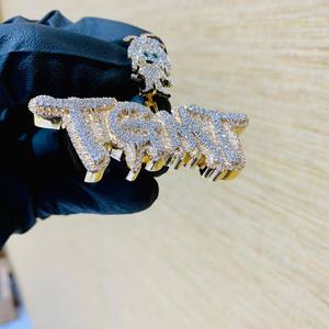 Colgante de letra inicial de corona de moissanita con corte de 4 quilates de plata de ley chapada en oro rosa de 14 quilates para fiestas de boda infantiles con diamantes - Product Image 2