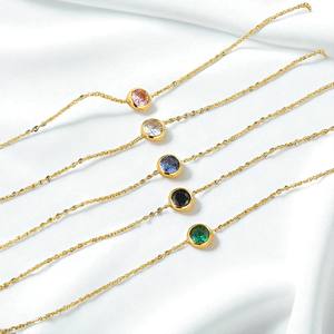 0.50 Micron Customizable Round Pink Quartz Charm <b>Bracelet</b> - Chain <b>Bracelet</b> Jewelry - <b>Adjustable</b> <b>Bracelet</b> with Logo Charm - Product Image 2