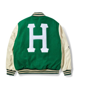 Tissu de laine d'hiver avec logo personnalisé OEM Coupe-vent ajusté pour hommes et femmes Veste universitaire brodée vintage à col montant réversible - Product Image 2