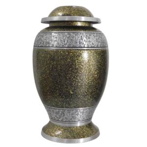 Urnas de cremación para adultos de aluminio clásico superior con diseño de flores y esmalte de color azul marino terminado para cenizas. - Product Image 6