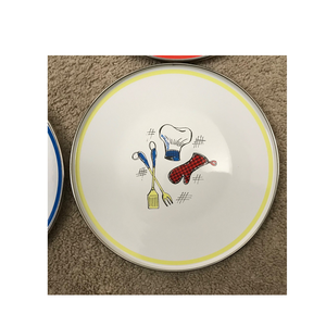 Plato impreso de acero al por mayor, Plato cuadrado redondo, azul, rojo, blanco, negro, flor de acero, plato esmaltado a la venta - Product Image 6