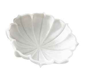 ชามเสิร์ฟอาหารหินอ่อนสีขาวทำด้วยมือสไตล์ทะเลบริสุทธิ์ชิ้นเดียวสำหรับร้านอาหารและโรงแรม - Product Image 5