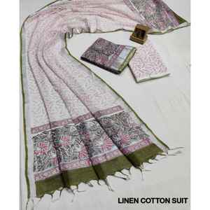 Conjunto de Traje de Lino y Algodón con Estampado a Mano para Mujer - Product Image 1