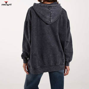 Nouveaux sweats à capuche respirants anti-rides à la mode pour femme Premium Quality New Design Women Acid Wash Hoodie - Product Image 2