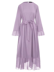 ชุดเดรสมุสลิมแขนยาวเปิดหน้าแขนยาวผ้าโพลีเธอร์ซัลโฟนขนาดพลัสไซส์ - Product Image 2