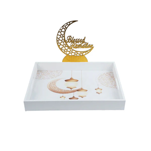 Eid Mubarak ถาดใส่ขนมหวาน, ถาดเสิร์ฟอาหารทรงสี่เหลี่ยมทำจากโลหะคุณภาพสูงเหมาะสำหรับใส่วันที่และขนมหวาน - Product Image 3