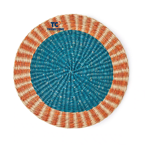 Manteles individuales redondos coloridos de algas marinas, manteles individuales de mimbre bohemios, manteles individuales de carga hechos a mano de Vietnam - Product Image 1