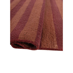 Alfombra de Lana Hecha a Mano Indusbar, Rayas Rojas y Naranjas, Tejido Plano, Rectangular Grande de 9x12, para Hogar y Regalo, para Entrada-ADWL-13058 - Product Image 2