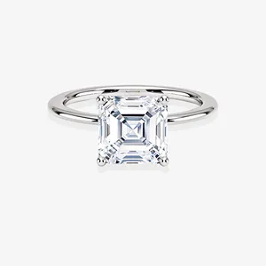 Bague de fiançailles solitaire Provence en diamant de laboratoire taille Asscher en or 14 carats pour future mariée - Product Image 4