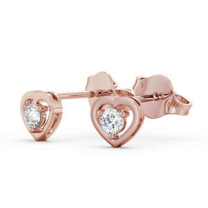 Pendientes de tuerca de cuatro garras de diseño clásico para mujer, pendientes de lujo, pendientes redondos en forma de corazón de diamante de oro blanco sólido - Product Image 5
