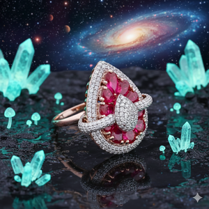 เพชรโมอิสพร้อมหินสีชมพู925แหวนเงิน - Product Image 3