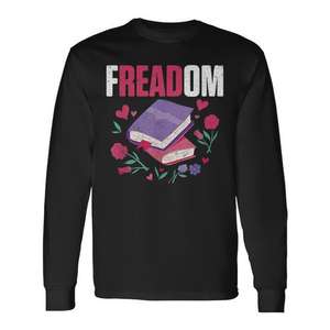 Camiseta de manga larga Freadom con diseño de lectura de libros y libertad para leer para amantes de los libros - Product Image 1