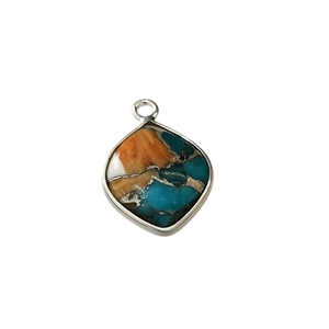 Superb Mohave Spiny Oyster cobre turquesa 12x16mm bisel ajuste Marquesa cabujón sólido 925 plata esterlina encanto colgante - Product Image 5