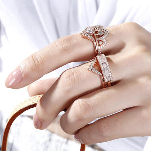 Jeulia Rhodium-Plated Sterling Silver V-Shape Fashion <b>Ring</b> <b>Adjustable</b> Romantic Anniversary Band - Product Image 4