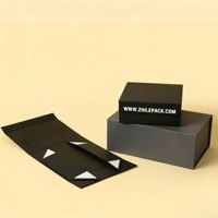 Boîte cadeau pliable en carton rigide noir de luxe avec logo personnalisé, grand format, finition mate, fermeture magnétique