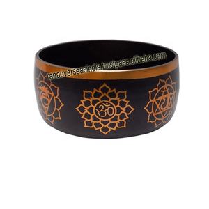 Cuenco tibetano de latón con patrón de los siete chakras, técnica de fundición, temática budista para meditación, mindfulness y alivio del estrés - Product Image 1