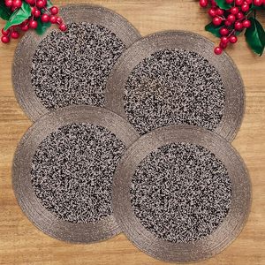 Lead-Free Antique Glass Beaded Decorative Placemat Heat Resistant <b>Mats</b> in <b>Blue</b> Ivory for Center <b>Table</b> or Side Inclusions - Product Image 5