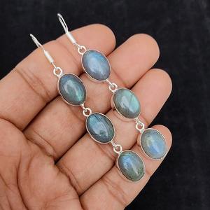 Pendientes de Labradorita Multicolor con Plata 925, Pendientes Colgantes Hechos a Mano, Joyería Boho de Cristal, Regalo para Ella - Product Image 3