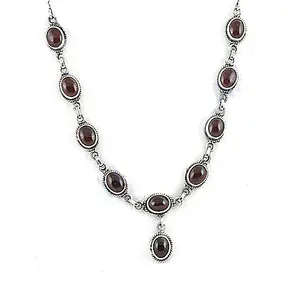 Collier en argent 925 avec pierres précieuses grenat, bijoux cadeau pour femmes - Product Image 2