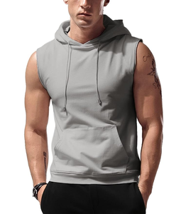 Débardeur à capuche sans manches pour hommes, gym, entraînement, course et musculation - Product Image 1