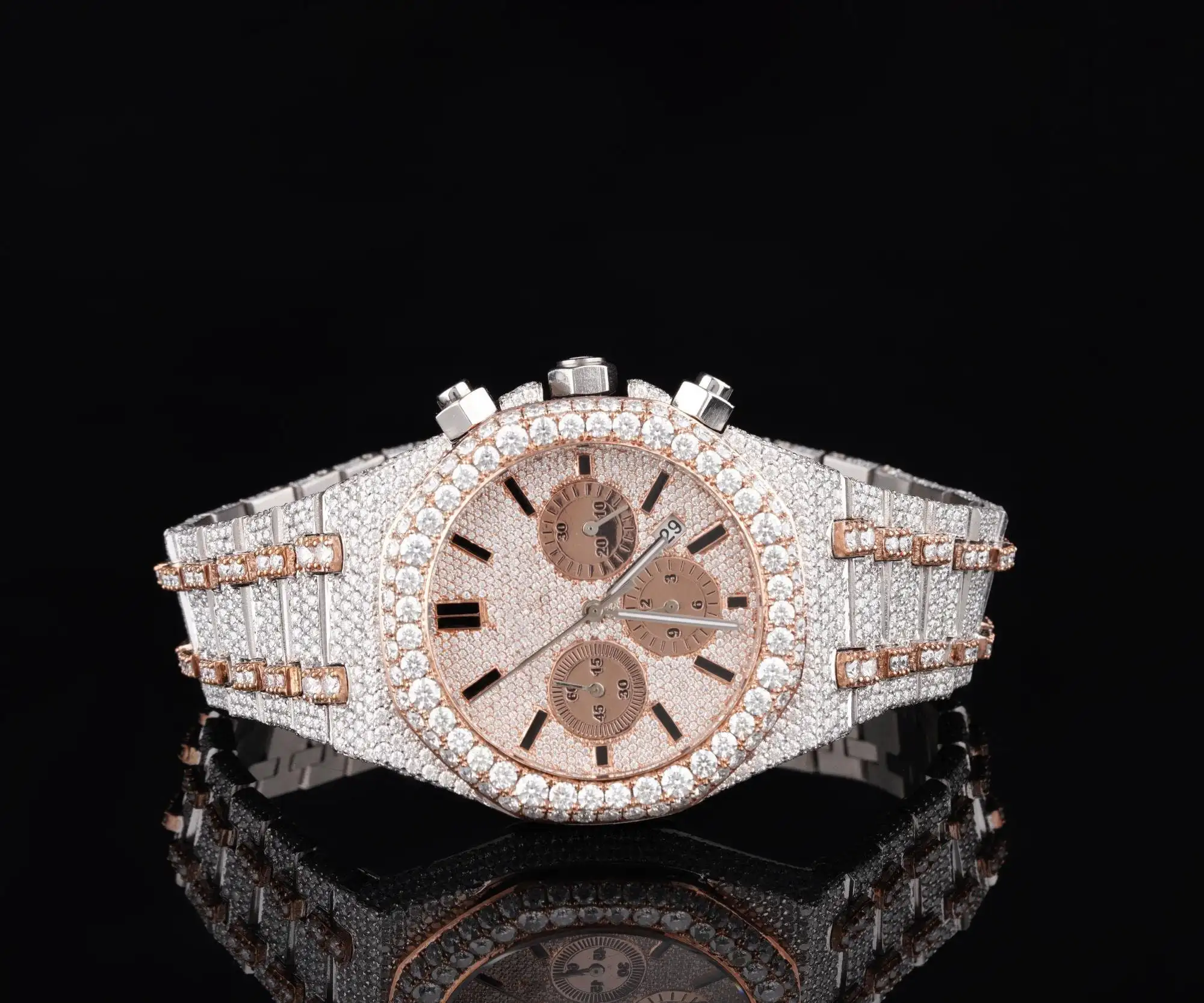 Reloj de diamantes Moissanite, reloj de diamantes de Hip Hop completamente helado para hombres y mujeres, movimiento de cuarzo automático de lujo, regalo para hombres