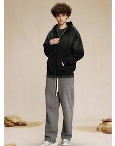 TIMER 420g personnalisé hommes coton français éponge plaine à capuche hommes Vintage Spray Zipup à capuche lavé Double fermeture éclair sweats à capuche - Product Image 5