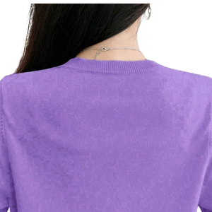 Purple Casual Women Knit Cardigan Crew Neck Button Front Long Sleeve Pullover Lightweight Autumn Winter <b>Layering</b> <b>Top</b> Sheer <b>Layer</b> - Product Image 5